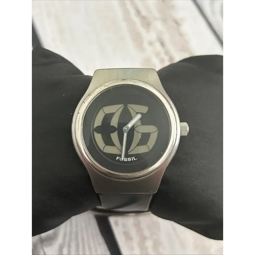 Fossil Sport Line Silver Tone Black Band Quartz Watch